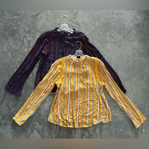 (2) NWOT Self Esteem Long sleeve striped Tunic Tops Women’s Sz M